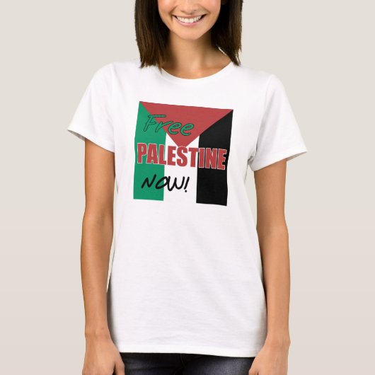 Vrij Palestina nu Palestijnse vlag T-shirt (Voorkant)