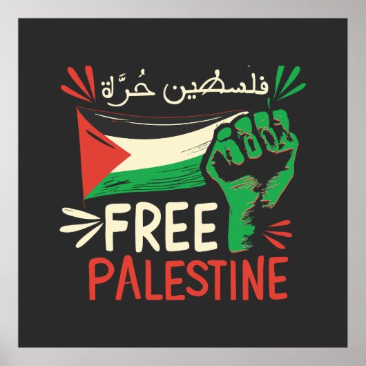 Vrij Palestina Red de Palestijnse vlag Poster (Voorkant)