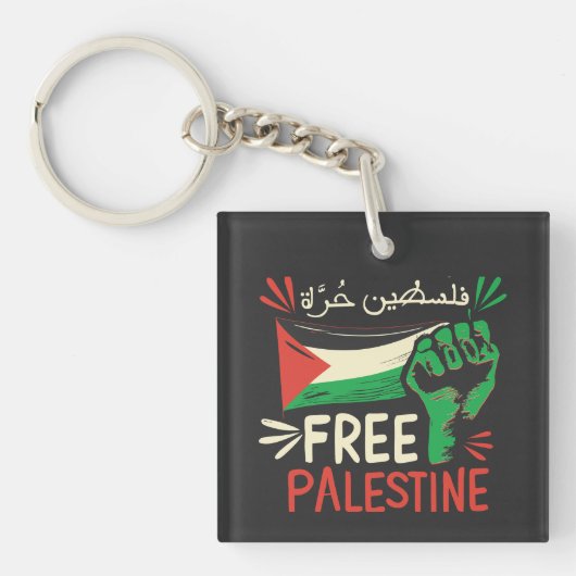 Vrij Palestina Red de Palestijnse vlag Sleutelhanger (voorkant)
