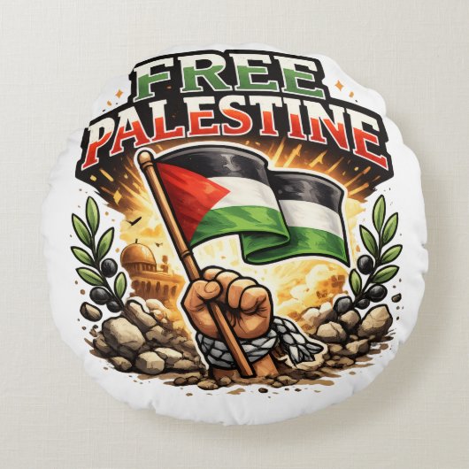 Vrij Palestina Rond Kussen (Voorkant)