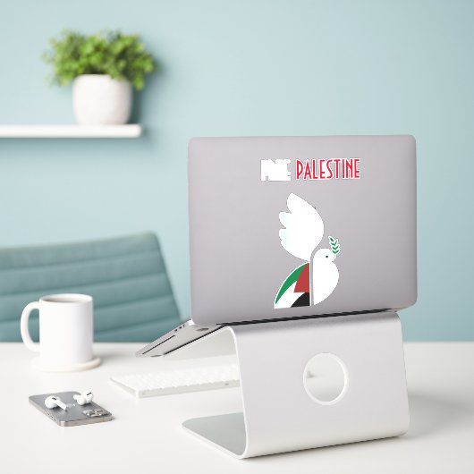 Vrij Palestina Sticker (Laptop op bureau)