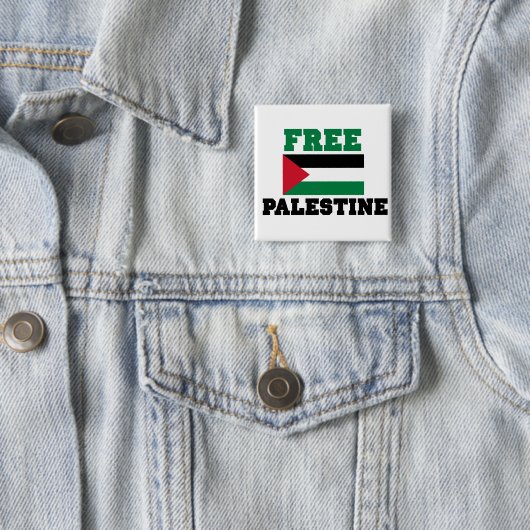 Vrij Palestina Vierkante Button 5,1 Cm (In situ)