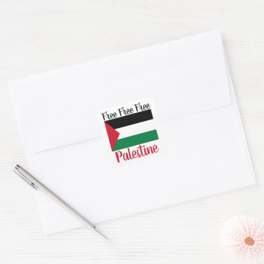Vrij Palestina Vierkante Sticker (Envelop)