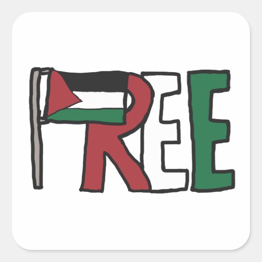 Vrij Palestina Vierkante Sticker (Voorkant)