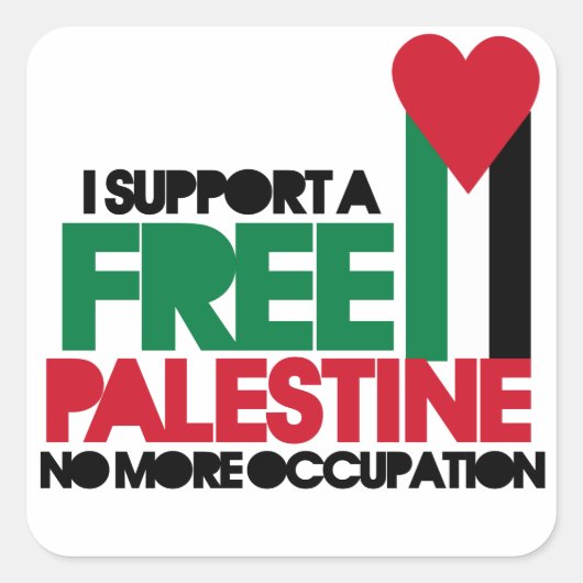 Vrij Palestina Vierkante Sticker (Voorkant)