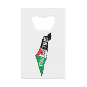 Vrij Palestina Vlag op Palestina Kaart Creditkaart Flessenopener