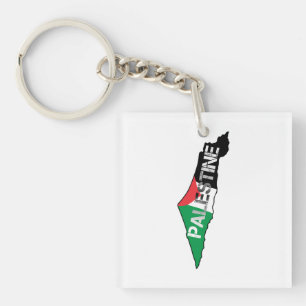 Vrij Palestina Vlag op Palestina Kaart Sleutelhanger