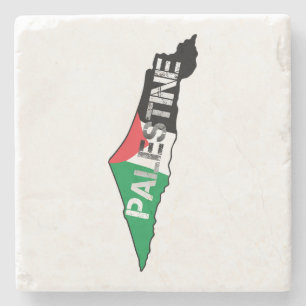 Vrij Palestina Vlag op Palestina Kaart Stenen Onderzetter