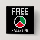 Vrij Palestina Vrede  Gaza Vierkante Button 5,1 Cm (Voorkant)
