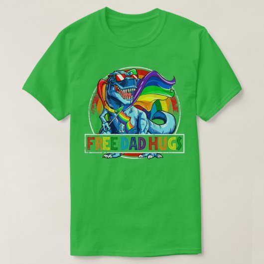 Vrij pap Hugs Dinosaur Rex Dad LGB Pride Rainbow T-shirt (Design voorkant)
