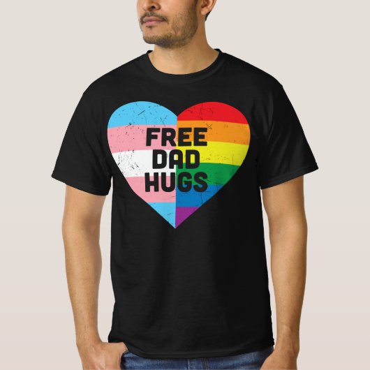 Vrij Pap Hugs  LGBT Proud Heart T-shirt (Voorkant)