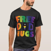 Vrij Pap Hugs LGBT Rainbow Pride Mannen Vrouwen T-shirt (Voorkant)