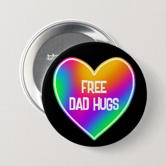 Vrij pap Hugs Rainbow Heart Button (Voorkant /achterkant)