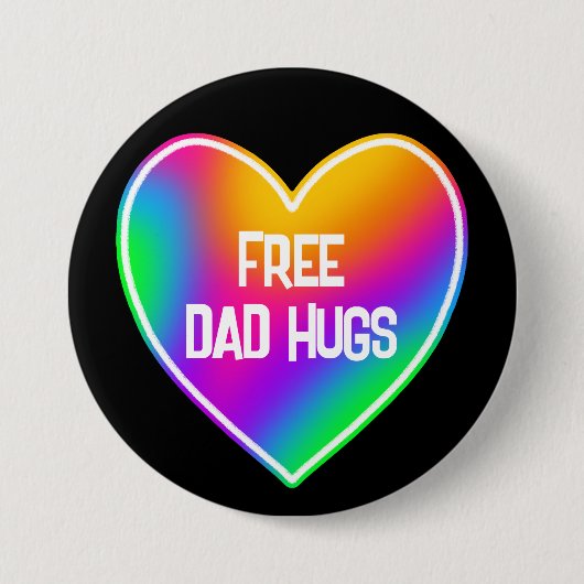 Vrij pap Hugs Rainbow Heart Button (Voorkant)