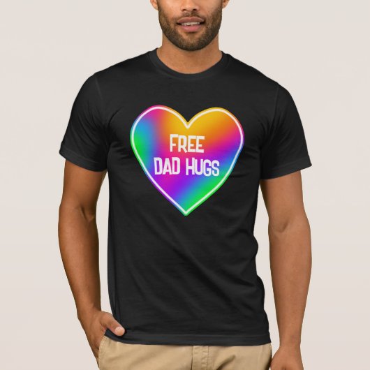 Vrij pap Hugs Rainbow Heart Mannen T-Shirt (Voorkant)