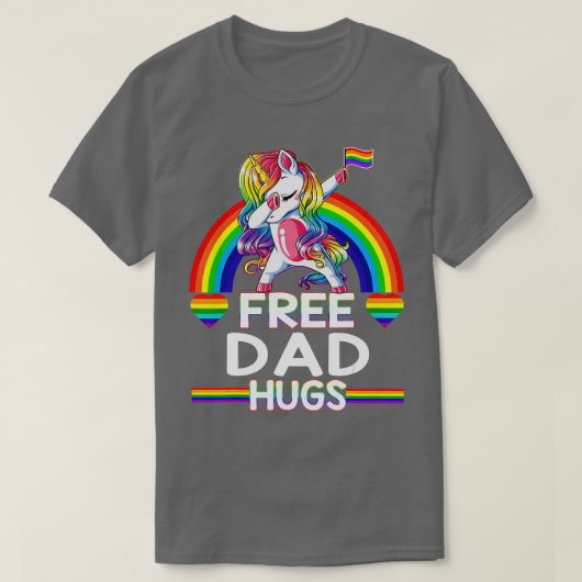 Vrij pap Hugs Unicorn LGBT Pride Rainbow Vader T-shirt (Design voorkant)