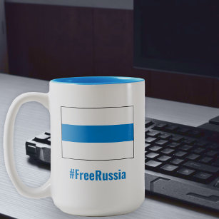 Vrij Rusland - Engels - Wit Blauw Wit Vlag Tweekleurige Koffiemok