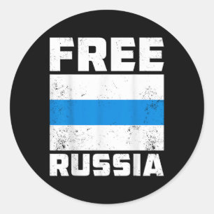 Vrij Rusland Nieuwe Russische vlag Wit Blauw Anti- Ronde Sticker