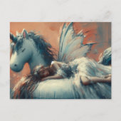 Vrij slapend op een eenhoorn zwembad drijver briefkaart (Voorkant)