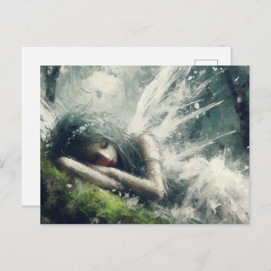 Vrij slapend op een mossy plekje in het bos briefkaart (Voorkant / Achterkant)