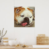 Vrij slaperig buldog motivatie poster (Keuken)