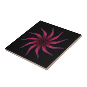 Vrij Stromende Bloemige Mooie Roze Bladeren Kunst Tegeltje