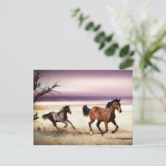 VRIJ TE ZIJN IN HET WILD BESTAANDE HORSES BRIEFKAART (Staand voorkant)