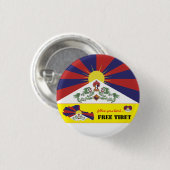 Vrij Tibet en Tibetaanse vlag, Kaart Hart/Tibetaan Ronde Button 3,2 Cm (Voorkant /achterkant)
