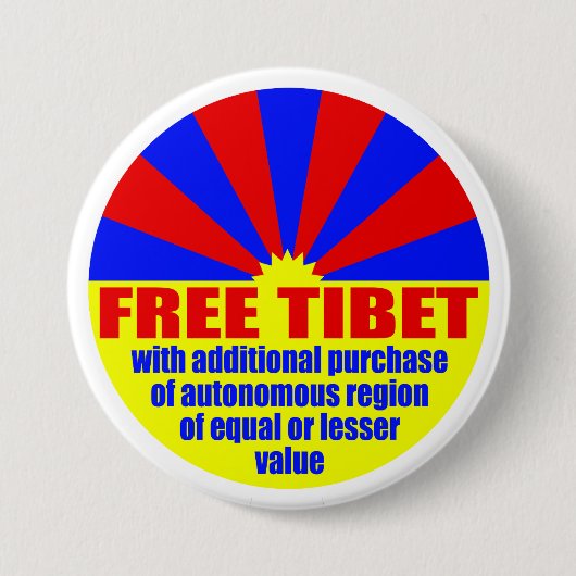 Vrij Tibet — met.. (Button Metal Pinback) Ronde Button 7,6 Cm (Voorkant)
