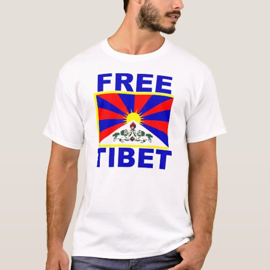Vrij Tibet met Tibetaanse vlag T-shirt (Voorkant)
