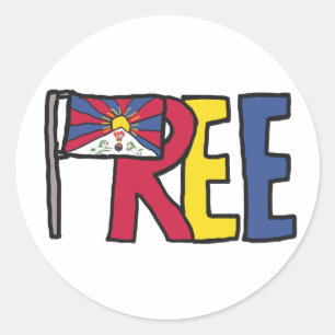 Vrij Tibet Ronde Sticker