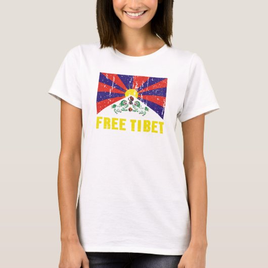 Vrij Tibet Vlag T-shirt (Voorkant)