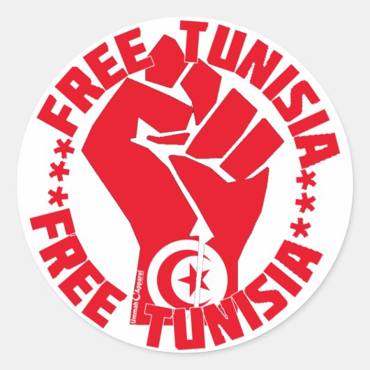 Vrij Tunesië Ronde Sticker (Voorkant)