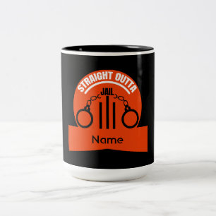 Vrij Uit De Gevangenis Geschenk Bij Vrijlating Tweekleurige Koffiemok