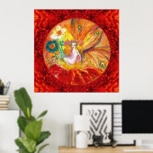 VRIJ VAN DE VLOEREN, Rode Gele Fantassie Poster (Thuiskantoor)