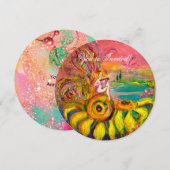 VRIJ VAN DE ZONLOWER-gele roze fuchsia sparkle Kaart (Voorkant / Achterkant)