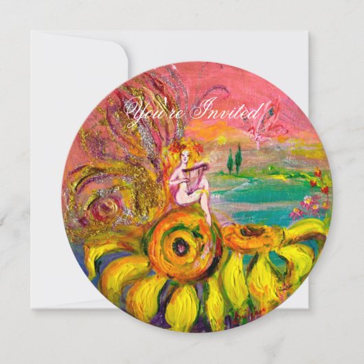 VRIJ VAN DE ZONLOWER-gele roze fuchsia sparkle Kaart (Voorkant)