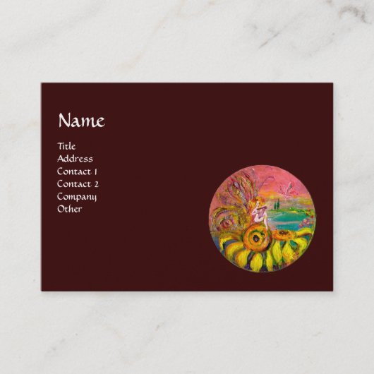 VRIJ VAN DE ZONLOWERS - geel roze bruin Visitekaartje (Voorkant)