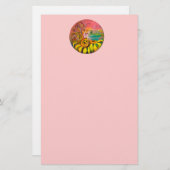 VRIJ VAN DE ZONLOWERS - geel roze wit Briefpapier (Voorkant / Achterkant)