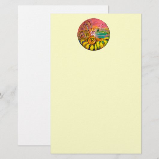 VRIJ VAN DE ZONLOWERS - geel roze wit Briefpapier (Voorkant / Achterkant)