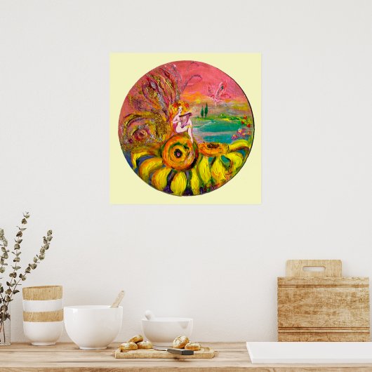 VRIJ VAN DE ZONLOWERS - geel roze wit Poster (Keuken)