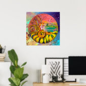 VRIJ VAN DE ZONLOWERS gele oranje roze vonk Poster (Thuiskantoor)