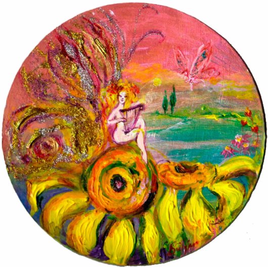 VRIJ VAN DE ZONLOWERS gele oranje roze vonk Staand Fotobeeldje (Voorkant)