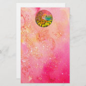 VRIJ VAN DE ZONLOWERS - gele roze zwart Briefpapier (Voorkant / Achterkant)