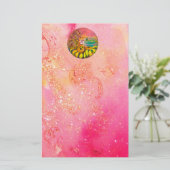 VRIJ VAN DE ZONLOWERS - gele roze zwart Briefpapier (Staand voorkant)