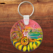 VRIJ VAN DE ZONLOWERS - gele roze zwart Sleutelhanger (Voorkant)