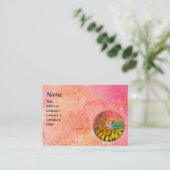 VRIJ VAN DE ZONNEMERS, gele roze sparken Visitekaartje (Staand voorkant)