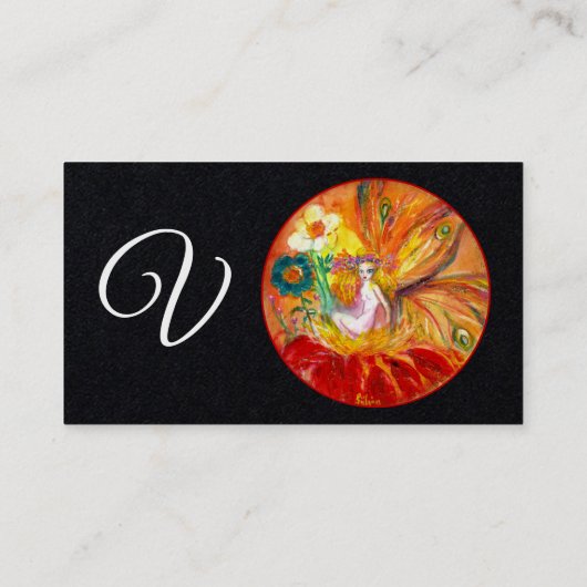 VRIJ VAN MONOGRAM Red Yelllow Black Paper Visitekaartje (Achterkant)