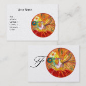 VRIJ VAN MONOGRAM, Rood gele witte parel Visitekaartje (Voorkant / Achterkant)