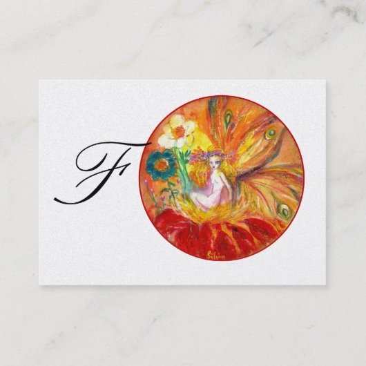 VRIJ VAN MONOGRAM, Rood gele witte parel Visitekaartje (Achterkant)